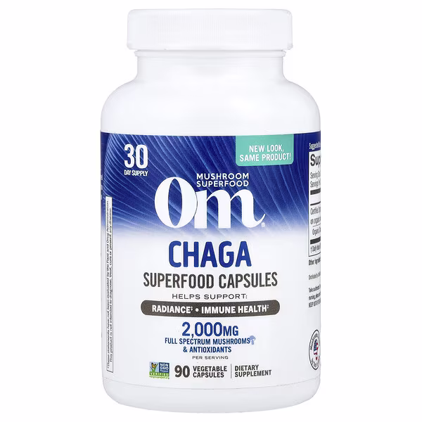 Om Mushrooms, Chaga, 90 Vegetable Capsules (666 mg per Capsule )