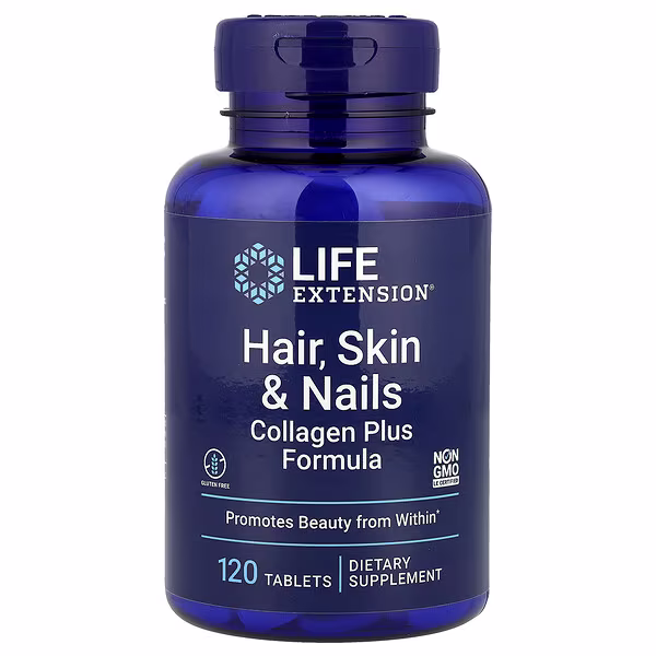 Life Extension, Hair, Skin & Nails, Collagen Plus Formula, 120 Tablets