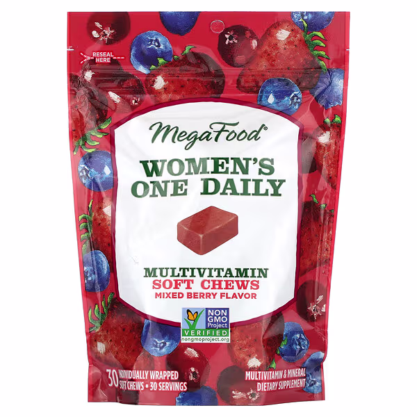 MegaFood, Women's One Daily Multivitamin, Mixed Berry, 30 Individually Wrapped Soft Chews
