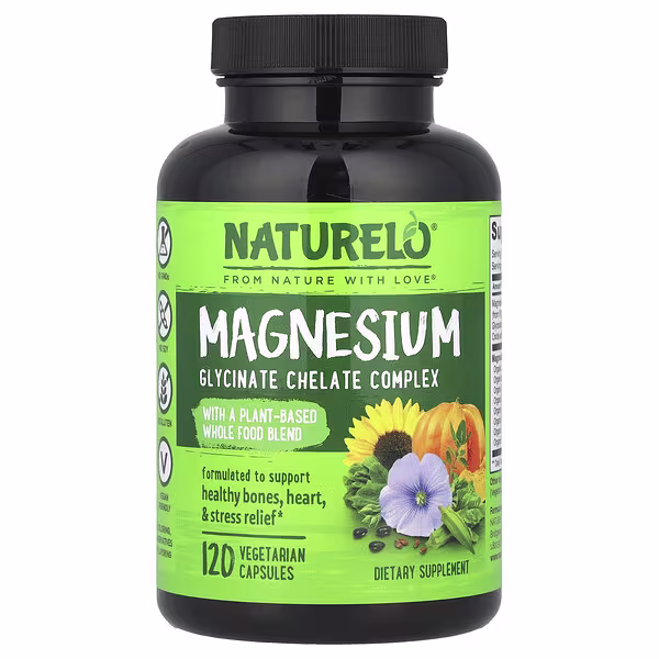 NATURELO, Magnesium Glycinate Chelate Complex, 120 Vegetarian Capsules