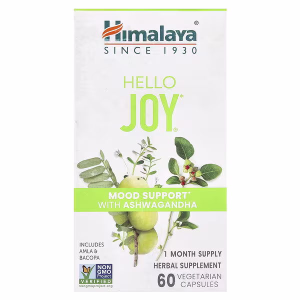 Himalaya, Hello Joy, Mood Support with Ashwagandha, 60 Vegetarian Capsules