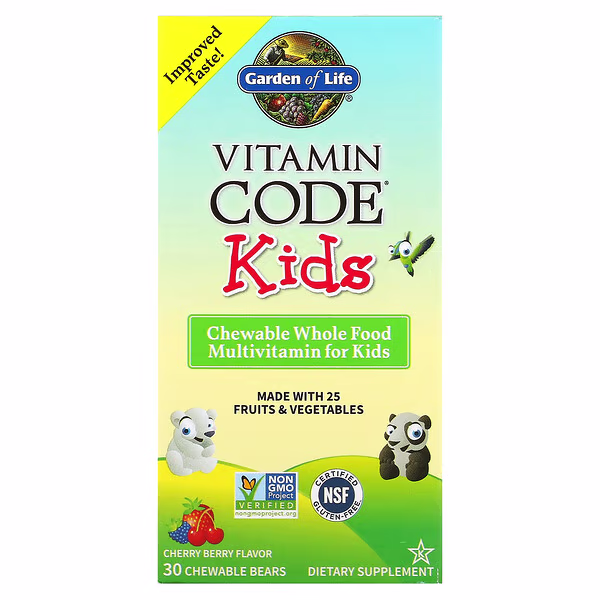 Garden of Life, Vitamin Code, Kids, Chewable Whole Food Multivitamin, Cherry Berry, 30 Chewable Bears