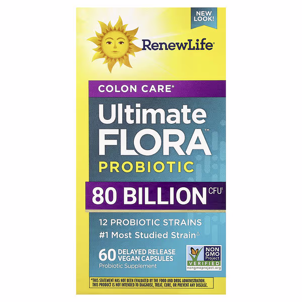 Renew Life, Colon Care Ultimate Flora™ Probiotic, 60 Delayed Release Vegan Capsules