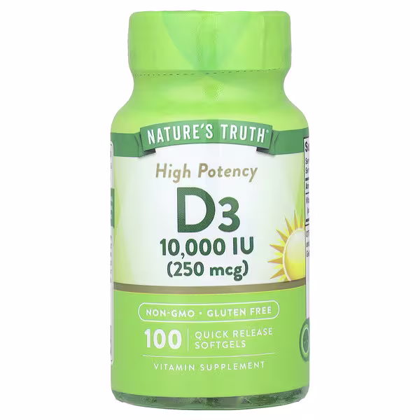Nature's Truth, Vitamin D3, High Potency , 250 mcg (10,000 IU), 100 Quick Release Softgels