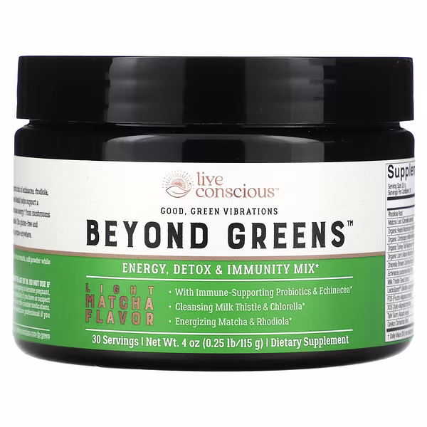 Live Conscious, Beyond Greens, Energy, Detox & Immunity Mix, Light Matcha, 4 oz (115 g)
