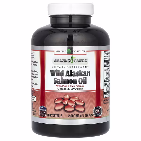 Amazing Nutrition, Wild Alaskan Salmon Oil, 180 Softgels (1,000 Per Softgel)