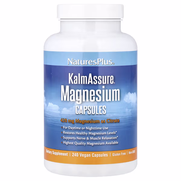 NaturesPlus, KalmAssure®, Magnesium, 240 Vegan Capsules (105 mg Per capsule)