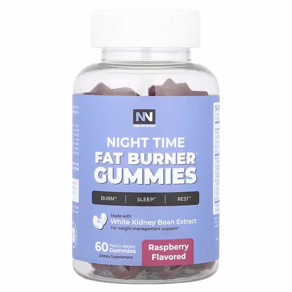 Nobi Nutrition, Night Time Fat Burner Gummies, Raspberry, 60 Pectin Based Gummies