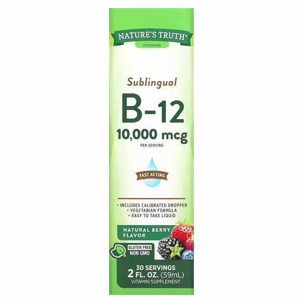 Nature's Truth, Sublingual B-12, Natural Berry, 10,000 mcg, 2 fl oz (59 ml)