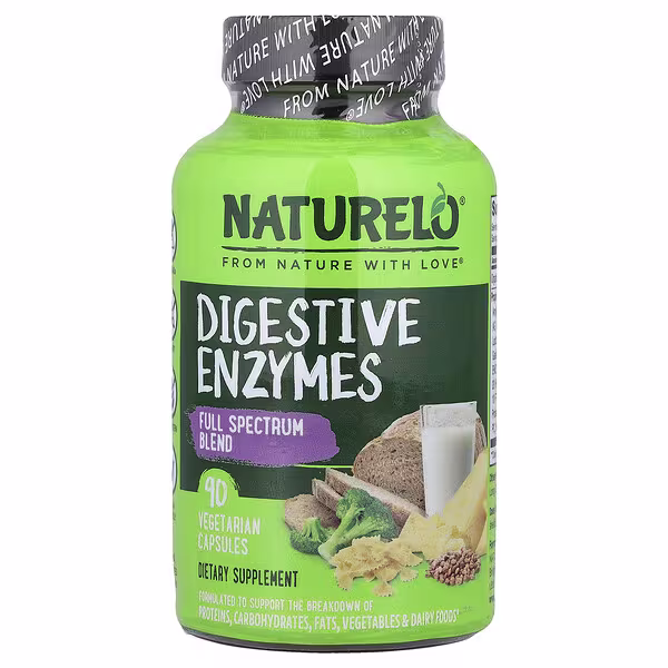 NATURELO, Digestive Enzymes, Full Spectrum Blend, 90 Vegetarian Capsules
