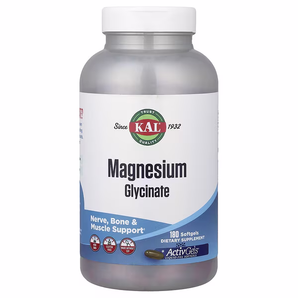 KAL, Magnesium Glycinate, 180 Softgels (105 mg Per softgel)