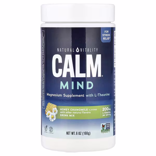 Natural Vitality, CALM® Mind, Magnesium Supplement with L-Theanine Drink Mix, Honey Chamomile, 6 oz (168 g)