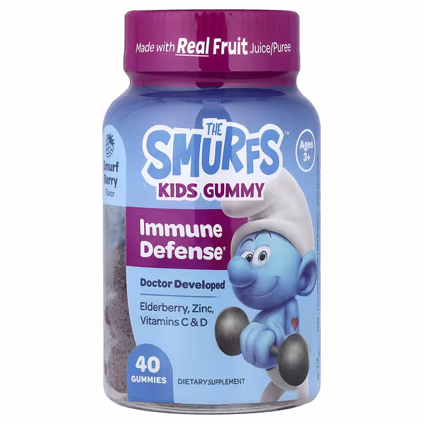 The Smurfs, Kids Gummy, Immune Defense, Ages 3+, Smurf Berry, 40 Gummies