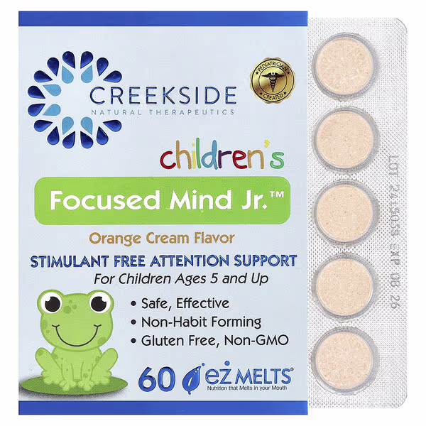 Creekside Natural Therapeutics, Children's Focused Mind Jr.™, Orange Cream, 60 EZ-Melt® Tablets