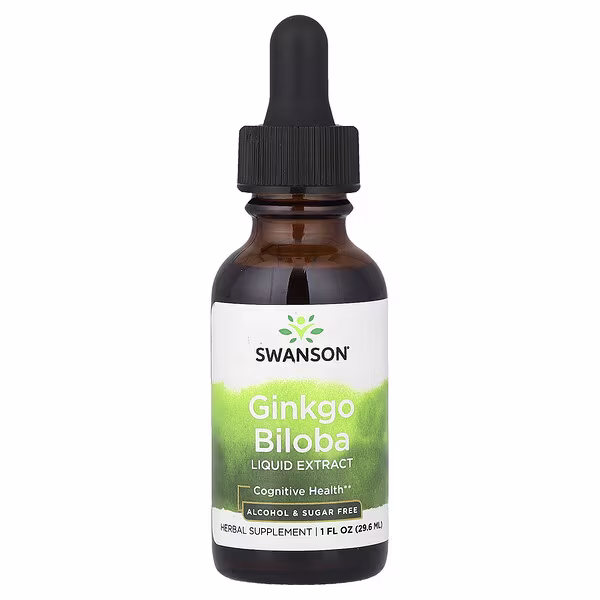 Swanson, Ginkgo Biloba Liquid Extract, Alcohol & Sugar Free, 1 fl oz (29.6 ml)