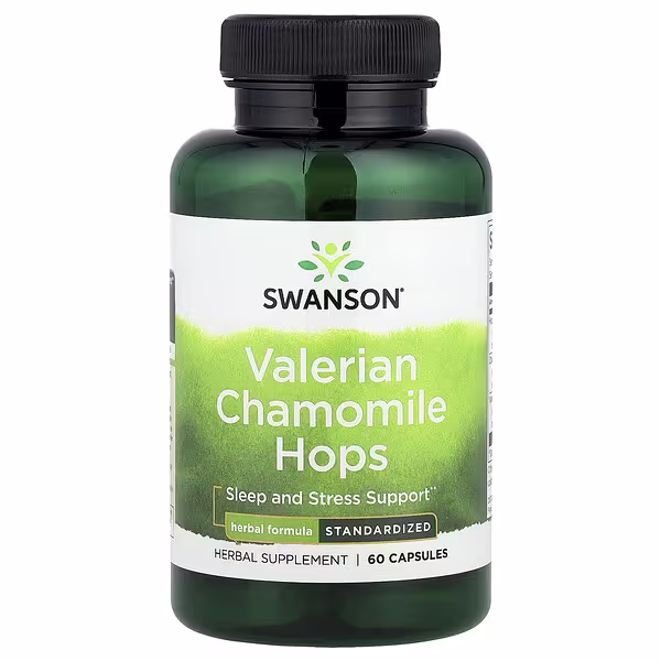 Swanson, Valerian Chamomile Hops, 60 Capsules
