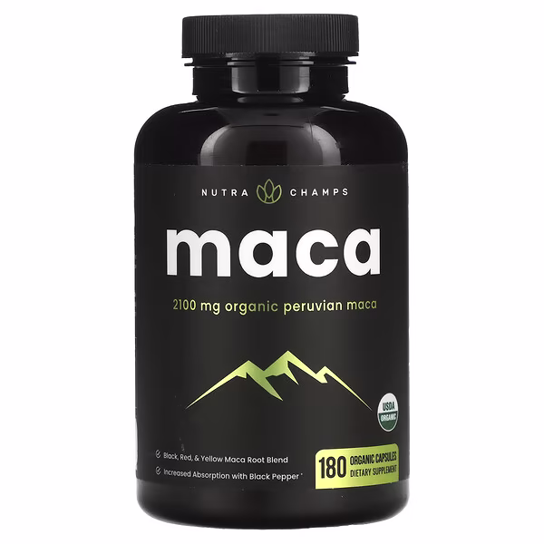 NutraChamps, Maca, 180 Organic Capsules