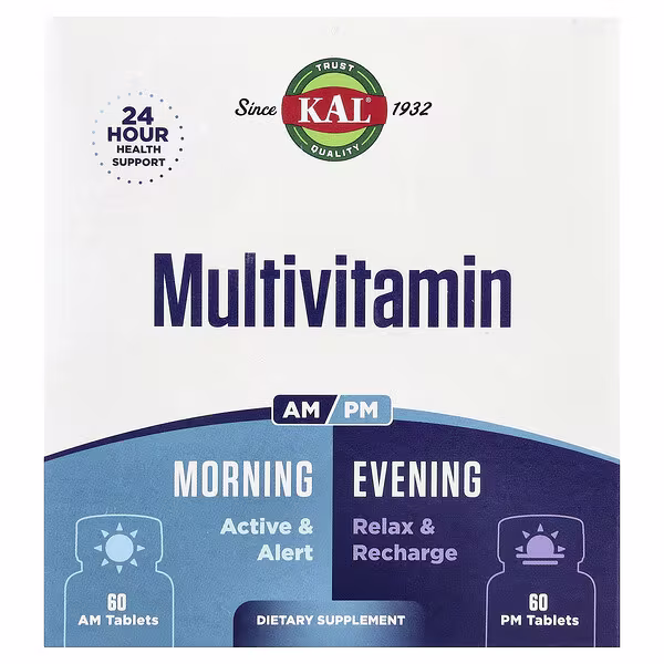 KAL, Multivitamin, Morning & Evening, 2 Pack, 60 Tablets Each