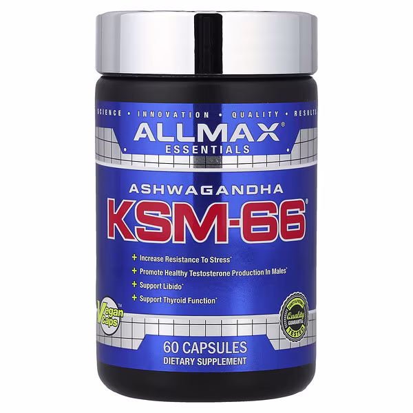 ALLMAX, Essentials, Ashwagandha KSM-66®, 60 Capsules (300 mg per Capsule)