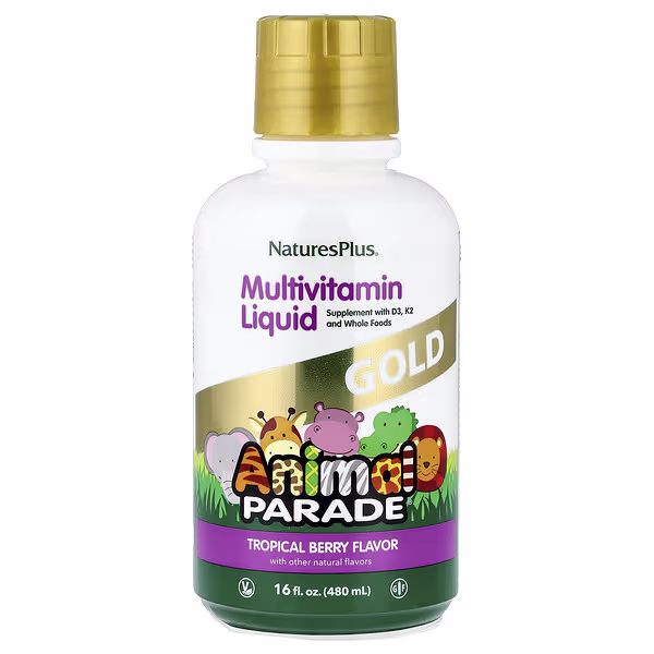NaturesPlus, Children's Animal Parade Gold Multivitamin Liquid, Tropical Berry, 16 fl oz (473.18 ml)