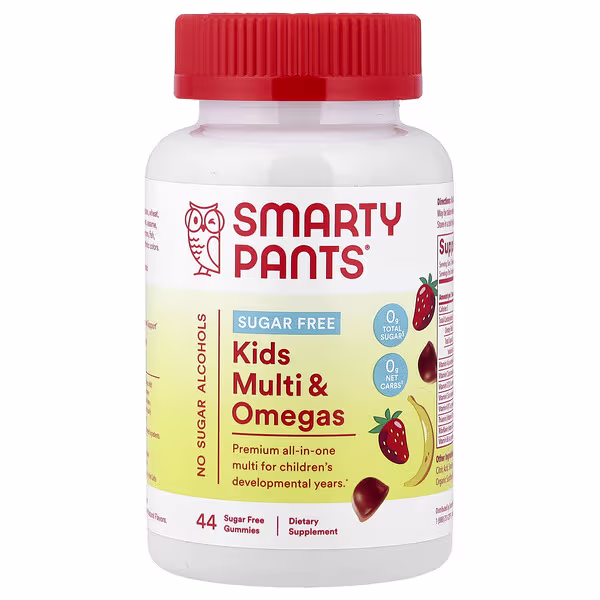 SmartyPants, Kids Multi & Omegas Gummies, Sugar Free, Strawberry Banana, 44 Gummies