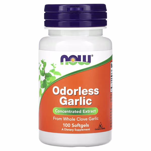 NOW Foods, Odorless Garlic, Concentrated Extract, 100 Softgels (25 mg per Softgel)