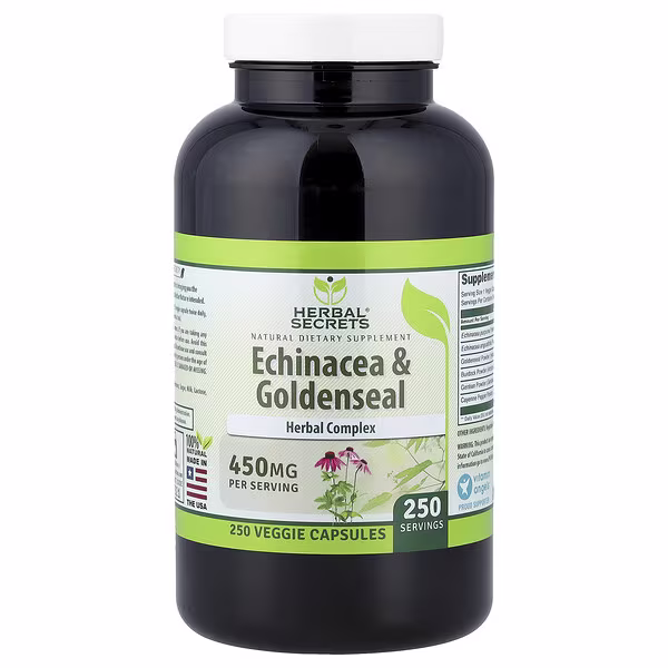 Herbal Secrets, Echinacea & Goldenseal, 250 Veggie Capsules