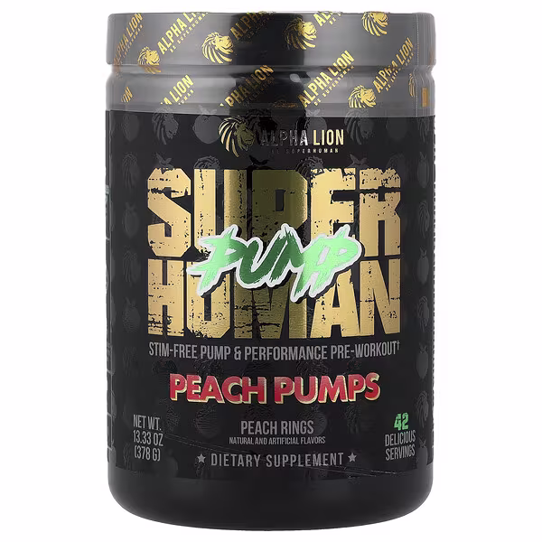 ALPHA LION, SuperHuman Pump, Peach Pumps, Peach Rings, 12.96 oz (367.5 g)