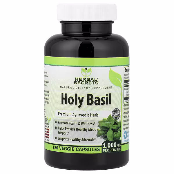 Herbal Secrets, Holy Basil, 120 Veggie Capsules (500 mg per Capsule)