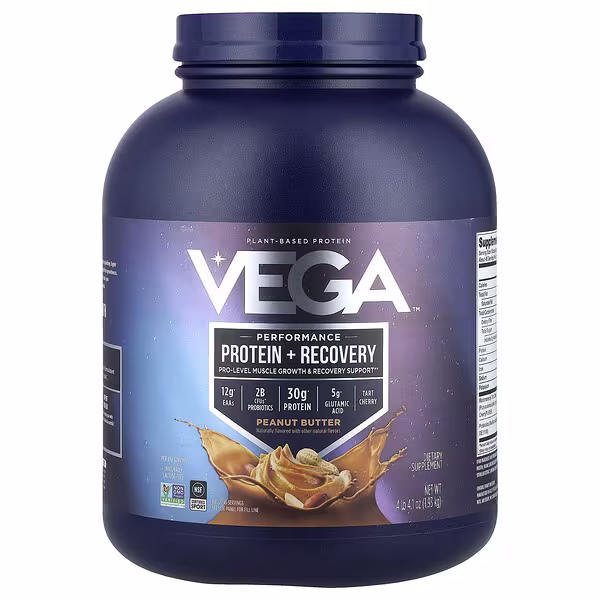 Vega, Plant-Based Protein, Performance Protein + Recovery, Peanut Butter, 4 lb 4.1 oz (1.93 kg)