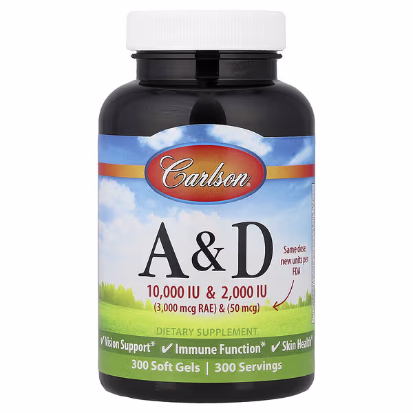 Carlson, Vitamins A & D, 300 Soft Gels