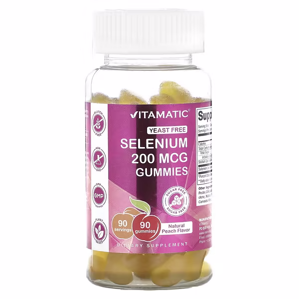 Vitamatic, Selenium, Natural Peach, 200 mcg, 90 Gummies