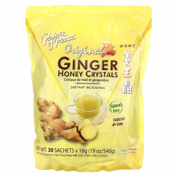 Prince of Peace, Ginger Honey Crystals, Original, Caffeine Free, 30 Sachets, 18 g Each