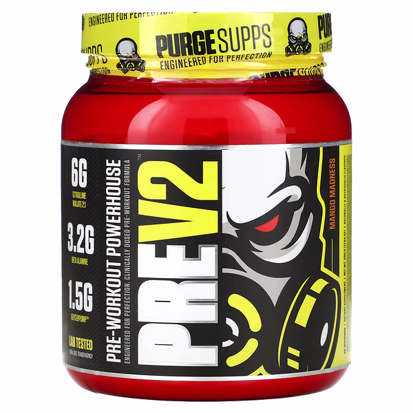 MuscleSport, Pre V2, Pre-Workout Powerhouse, Mango Madness, 17.64 oz (500 g)