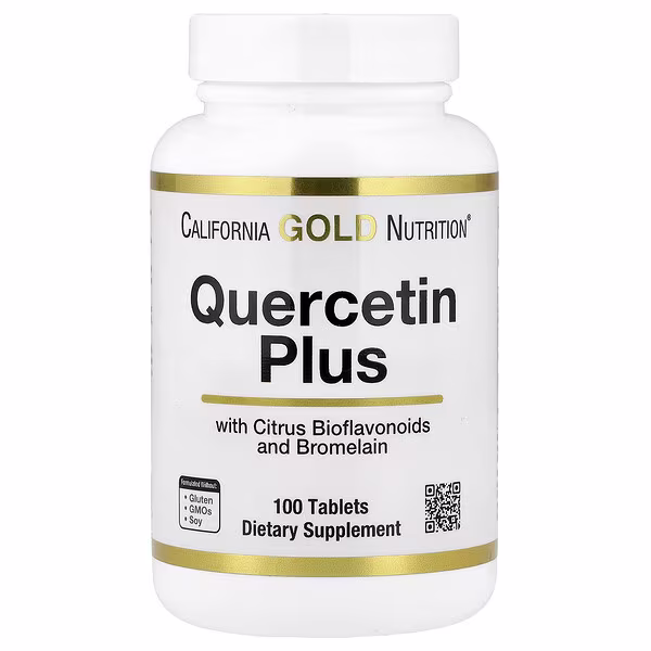 California Gold Nutrition, Quercetin Plus with Quercetin, Vitamin C, Citrus Bioflavonoids, Bromelain, Turmeric and Vitamin C, 100 Tablets