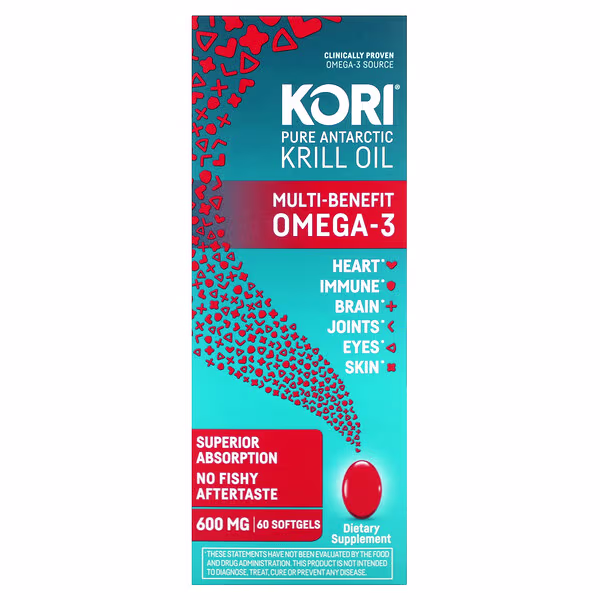 Kori, Pure Atlantic Krill Oil, Multi-Benefit Omega-3, 60 Softgels (600 mg per Softgel)