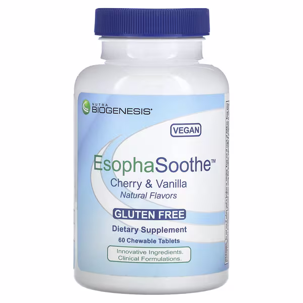 Nutra BioGenesis, EsophaSoothe, Cherry & Vanilla, 60 Chewable Tablets