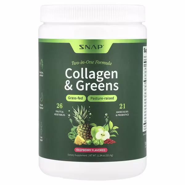 Snap Supplements, Collagen & Greens, Raspberry, 11.34 oz (321.6 g)