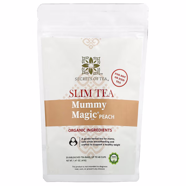 Secrets of Tea, Slim Tea, Mummy Magic® Tea, Peach, 20 Unbleached Tea Bags, 1.47 oz (41 g)