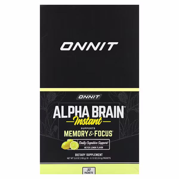 Onnit, Alpha Brain Instant, Memory & Focus, Meyer Lemon, 30 Packets, 0.13 oz (3.6 g) Each