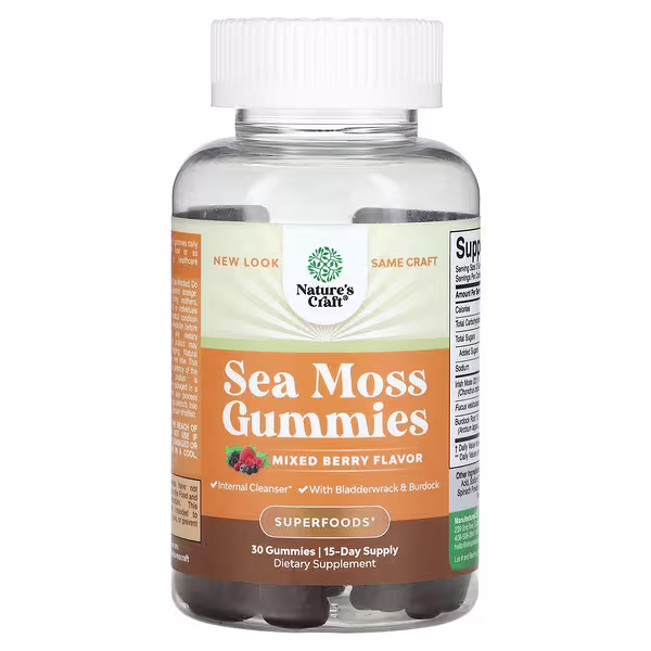 Nature's Craft, Sea Moss Gummies, Mixed Berry , 30 Gummies