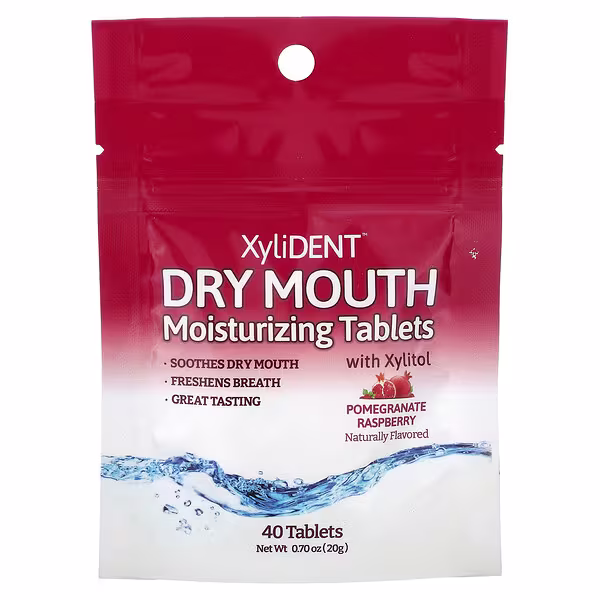 XyliDENT, Dry Mouth Moisturizing Tablets with Xylitol, Pomegranate Raspberry , 40 Tablets, 0.70 oz (20 g)