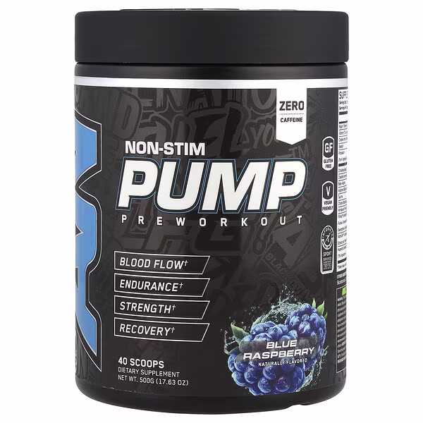 ABE, Non-Stim Pump Pre Workout, Blue Raspberry , 17.63 oz (500 g)