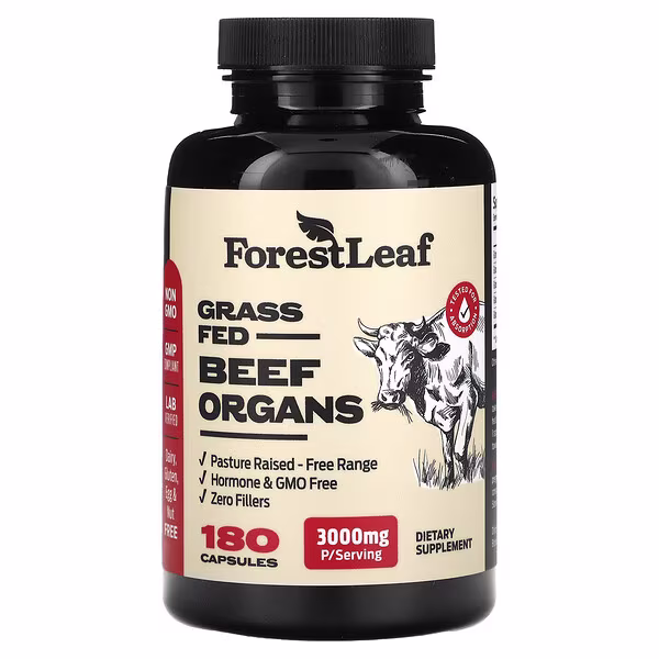 Forest Leaf, Grass Fed Beef Organs, 180 Capsules