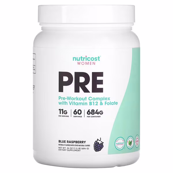 Nutricost, Women, Pre-Workout Complex with Vitamin B12 & Folate, Blue Raspberry, 1.5 lb (684 g)