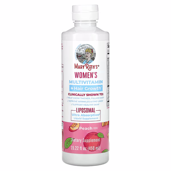 MaryRuth's, Women's Multivitamin + Hair Growth, Peach, 15.22 fl oz (450 ml)