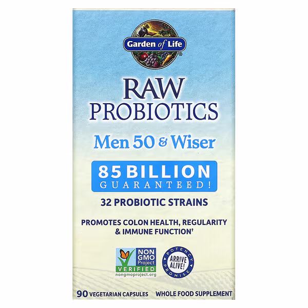 Garden of Life, RAW Probiotics, Men 50 & Wiser, 90 Vegetarian Capsules