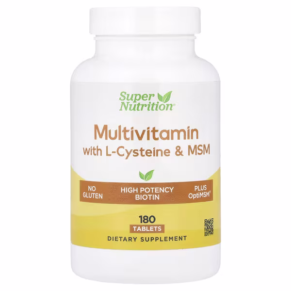 Super Nutrition, Multivitamins with L-Cysteine, MSM, Vitamin A, and Biotin, 180 Tablets