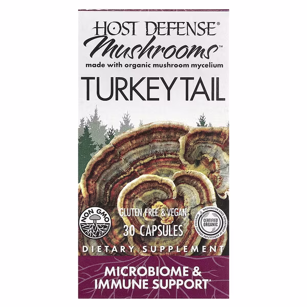 Host Defense, Mushrooms, Turkey Tail, 30 Capsules (0.5 g per Capsule)