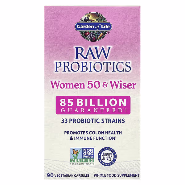 Garden of Life, RAW Probiotics, Women 50 & Wiser, 90 Vegetarian Capsules